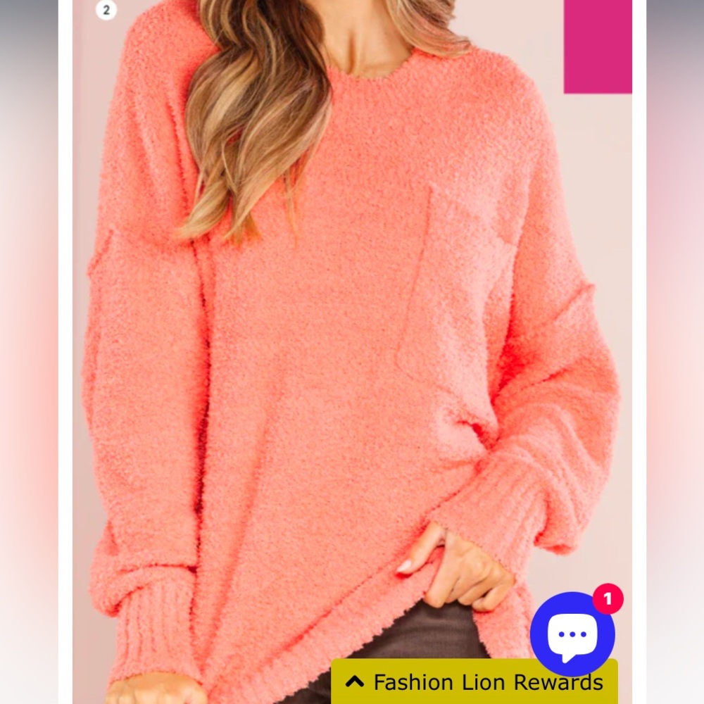 Mud Pie- Rome Chenille Sweater in Coral